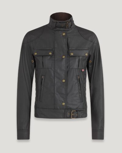 Belstaff Gangster Jacket Women's Waxed Cotton Black Size UK 8