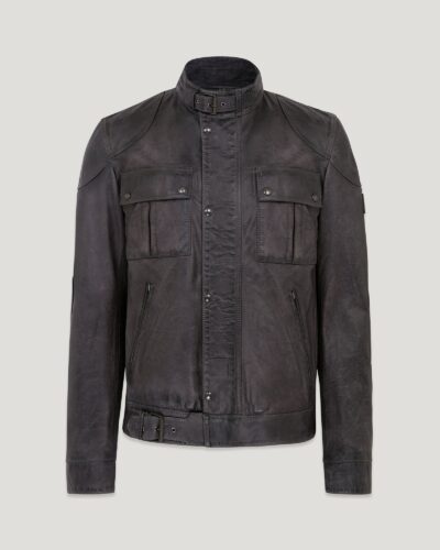 Belstaff Legacy Gangster Men's Hand Waxed Leather Tornado Grey Size UK 40