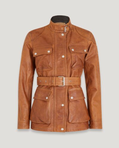 Belstaff Legacy Trialmaster Panther Jacket Women's Hand Waxed Leather Cork Size UK 8