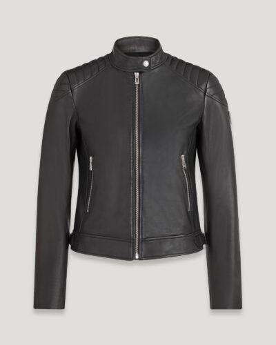 Belstaff Mollison Jacket Women's Matt Nappa Black Size UK 4