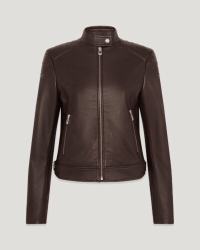 Belstaff Mollison Jacket Women's Matt Nappa Dark Brown Size UK 6