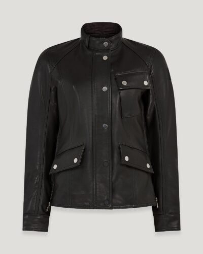 Belstaff Penrith Motorcycle Jacket Women's Calf Leather Black Size XL