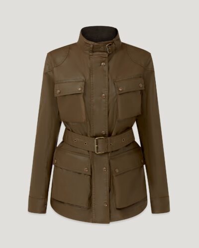 Belstaff Trialmaster Jacket Women's Waxed Cotton Dark Earth Size UK 12