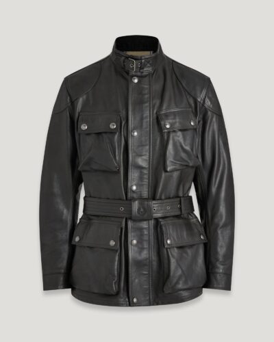Belstaff Trialmaster Motorcycle Jacket Men's Hand Waxed Leather Antique Black Size 3XL