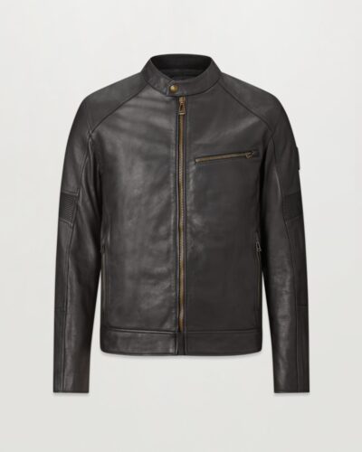 Belstaff Vanguard Motorcycle Jacket Men's Washed Leather Black Size 3XL