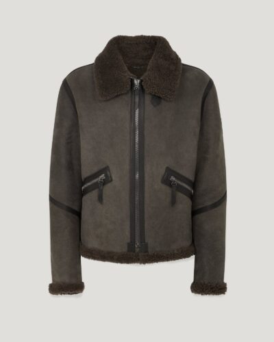 Belstaff Winterbrook Jacket Men's Elevated Shearling Tornado Grey / Major Brown Size M