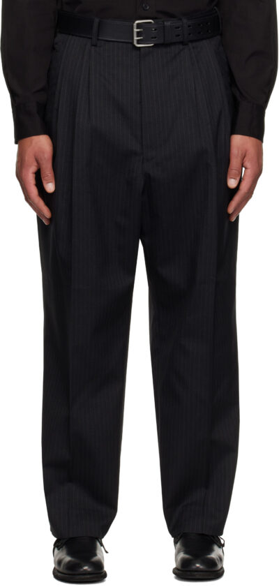 Comme des Garçons Homme Black Wool Herringbone Trousers