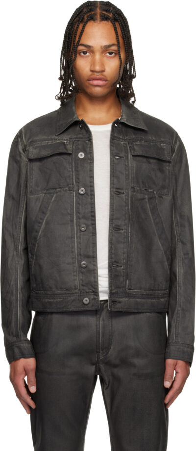 DET BLEV SENT Gray Garment-Dyed Waxed Denim Jacket