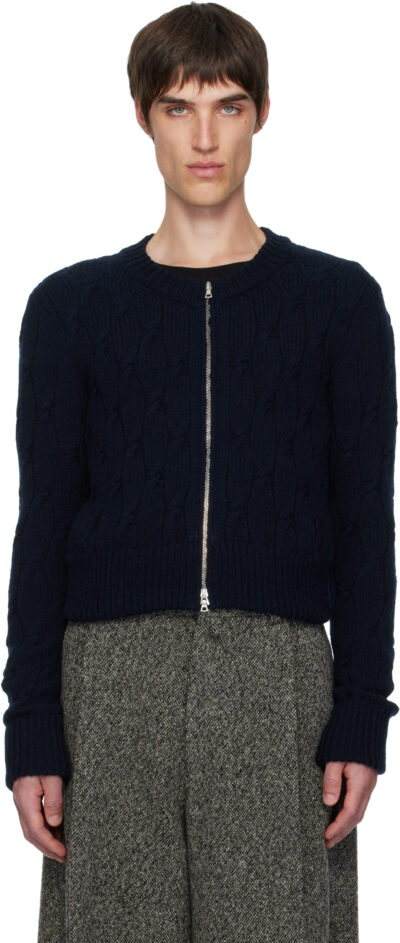 Dries Van Noten Black Cable-Knit Cardigan