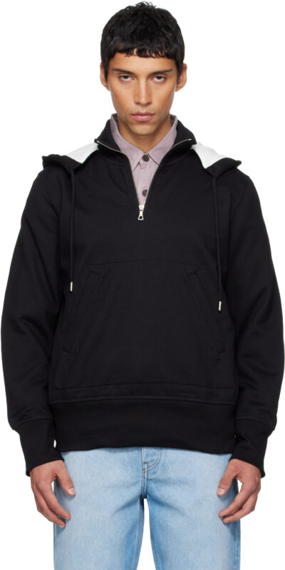 Dries Van Noten Black Half-Zip Hoodie