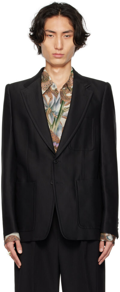 Dries Van Noten Black Patch Pocket Blazer