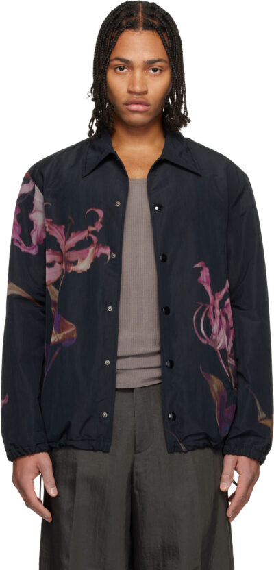 Dries Van Noten Black Printed Jacket