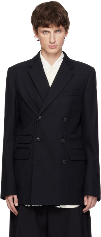 Dries Van Noten Black Regular Fit Wool Blazer