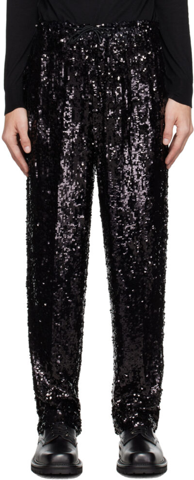 Dries Van Noten Black Sequin Trousers