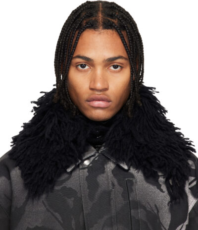 Dries Van Noten Black Shag-Knit Collar