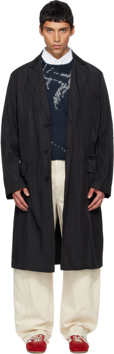 Dries Van Noten Black Taffeta Coat