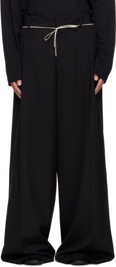 Dries Van Noten Black Wide Pleated Trousers