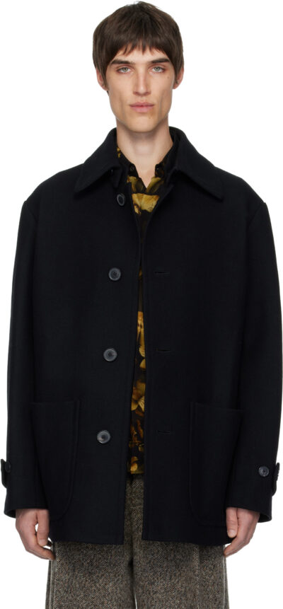 Dries Van Noten Black Wool Coat