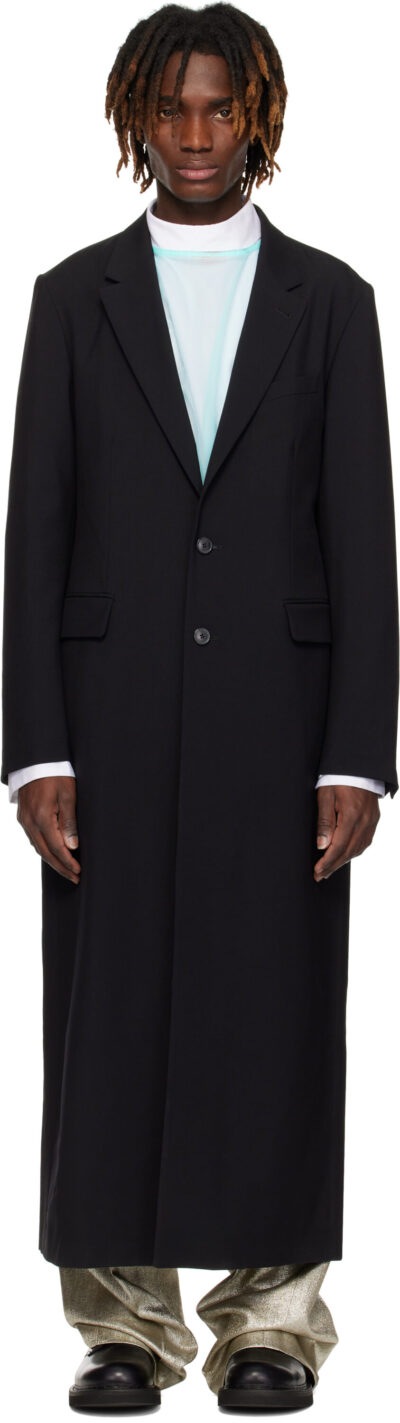 Dries Van Noten Black Wool & Mohair Coat