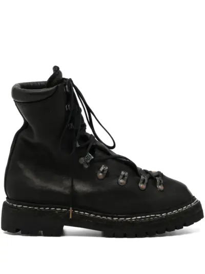 Guidi lace-up full-grain leather boots - LINED / BLACK