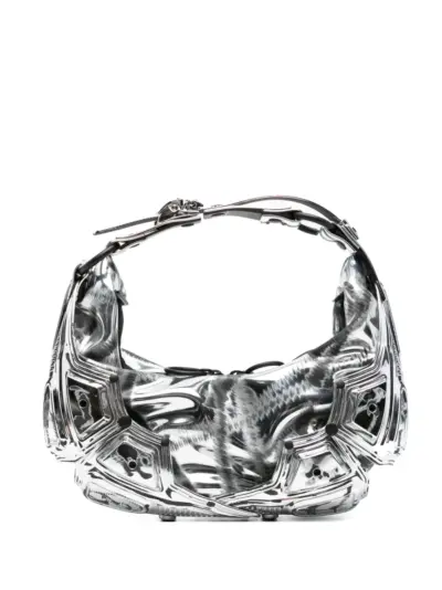 Innerraum metallic-effect top-zip shoulder bag - Silver