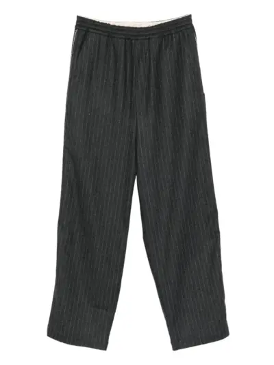 Isabel Benenato pinstripe elasticated-waist trousers - Grey