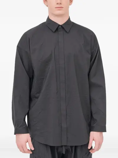Jan Jan Van Essche concealed-button long-sleeved shirt - Black