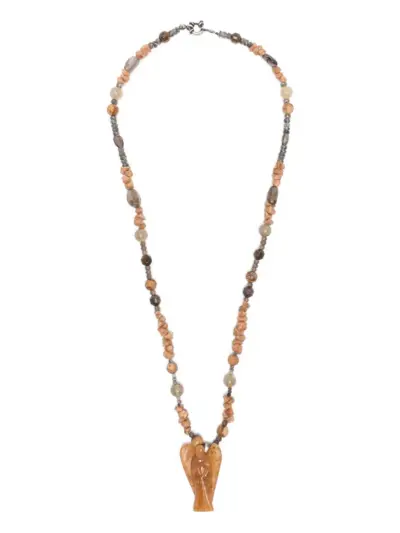 KUNDO carved crystal angel necklace - Brown