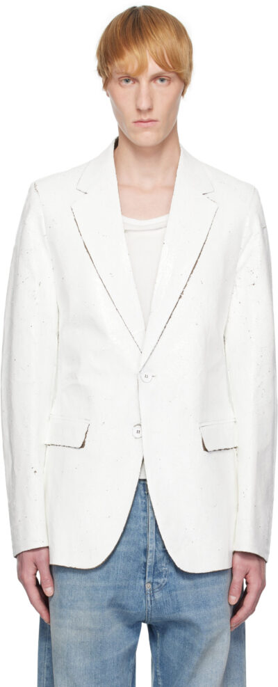 MM6 Maison Margiela White Painted Blazer
