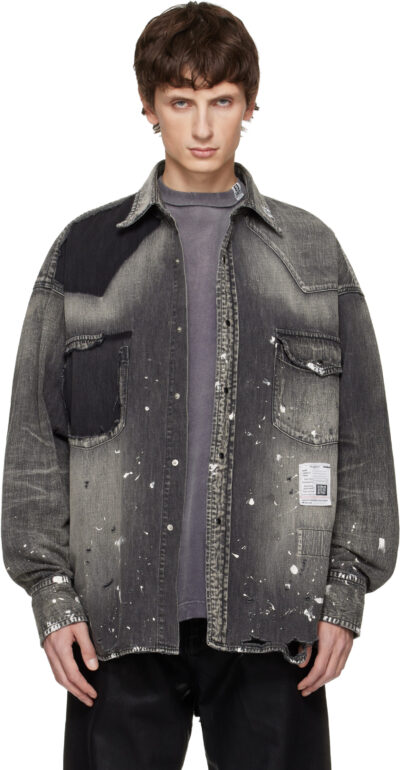 Maison MIHARA YASUHIRO Black Distressed Denim Shirt