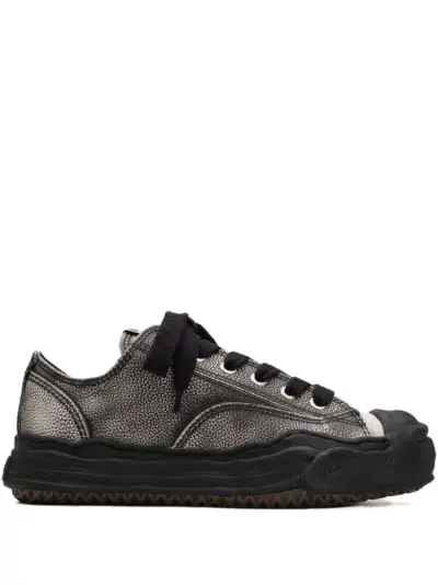 Maison MIHARA YASUHIRO brushed leather low-top trainers - Black