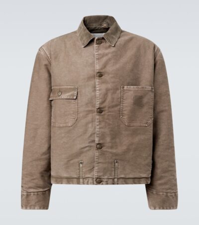 Maison Margiela Corduroy-trimmed distressed denim jacket