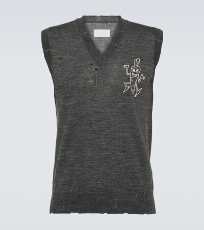 Maison Margiela Printed distressed wool sweater vest