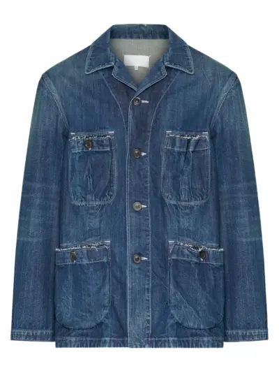Maison Margiela multi-pocket frayed denim jacket - Blue