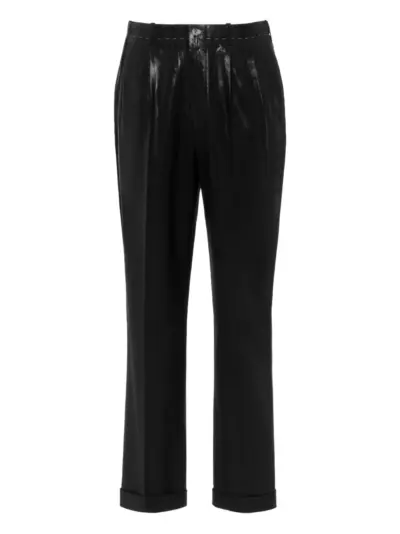 Maison Margiela pleated coated-finish trousers - Black