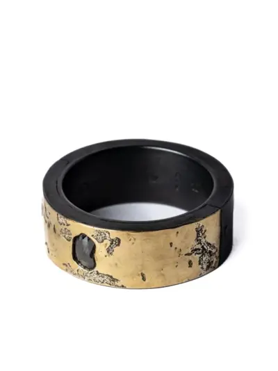 Parts of Four 18kt yellow gold Sistema rough diamond ring