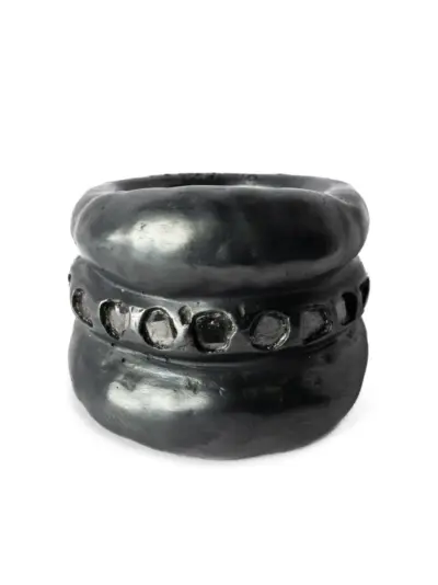 Parts of Four Stack sterling-silver diamond ring - Black