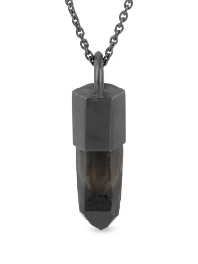 Parts of Four oxidised sterling silver Talisman smoky quartz necklace - Grey