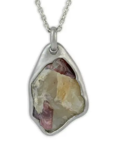 Parts of Four sterling silver Halos rubellite tourmlaine necklace