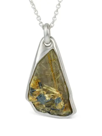 Parts of Four sterling silver Halos rutilated quartz necklace