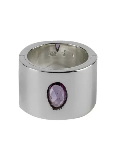 Parts of Four sterling silver Sistema sapphire ring