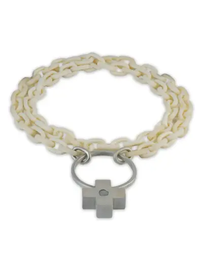 Parts of Four sterling silver diamond cross-pendant necklace