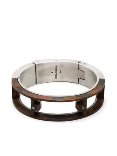 Parts of Four two-tone distressed cuff bracelet - Silver