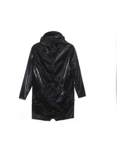 Rains long hooded jacket - Black
