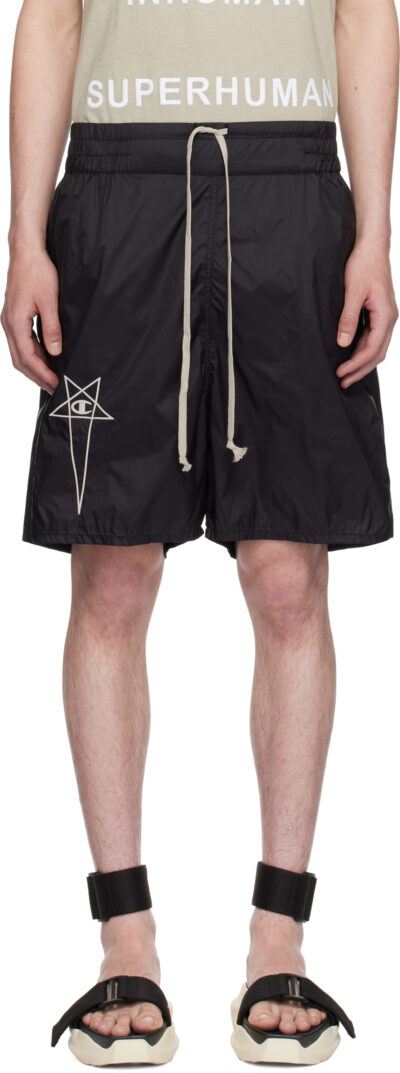 Rick Owens Black Champion Edition Taffeta Shorts