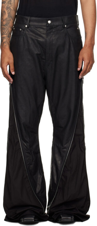 Rick Owens Black Concordians Bolan Banana Leather Pants