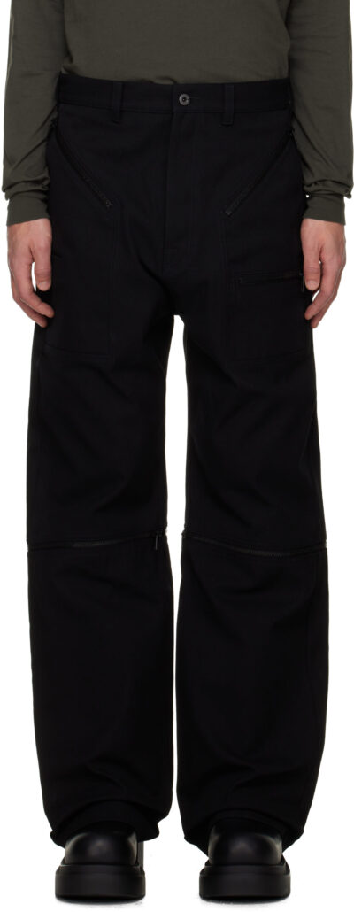 Rick Owens Black Concordians Bonotto Strobe Convertible Jeans