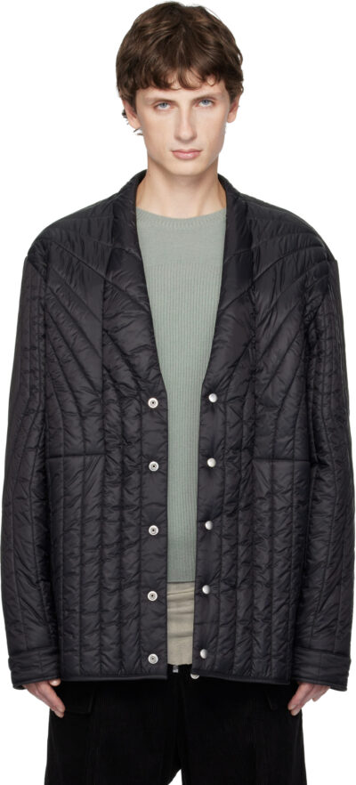 Rick Owens Black Concordians Long Sleeve Quilted Liner Down Jacket