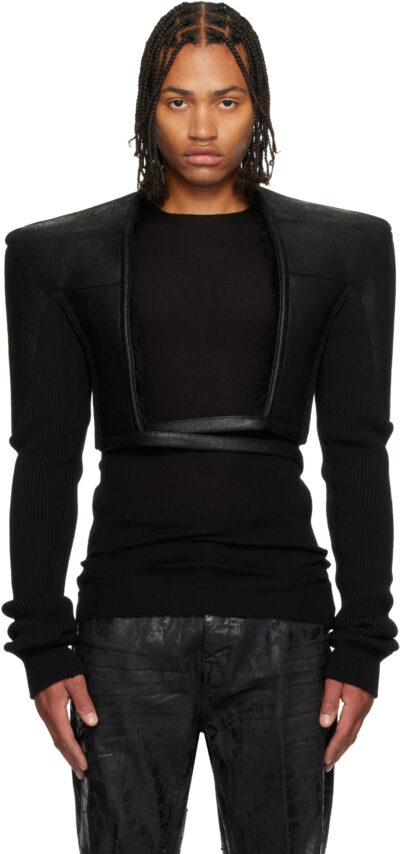 Rick Owens Black Concordians Tight Shearling Jacket