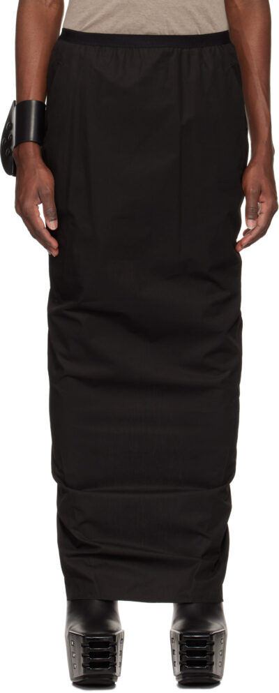 Rick Owens Black Hollywood Soft Pillar Long Skirt